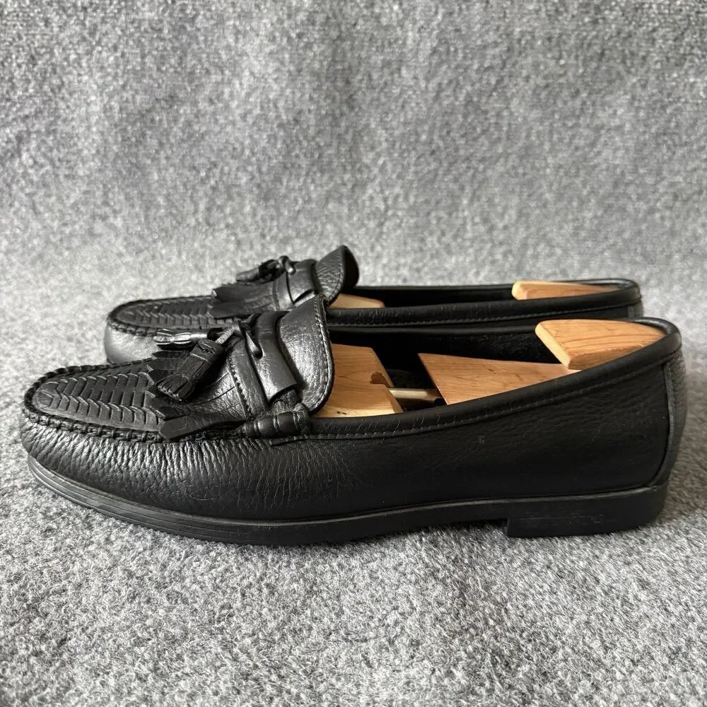 Dexter Men's Black Leather Tassel Loafer Dress Shoes Square Toe 12